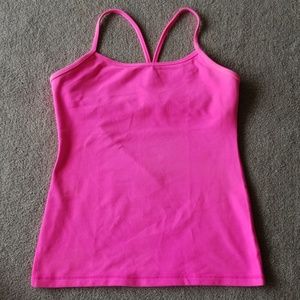 lululemon Pink Power Y Luon Tank Shelf Bra 10